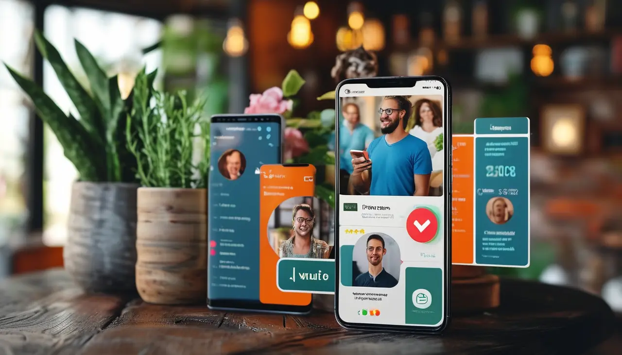 Smartphones showing social media profiles and engagement